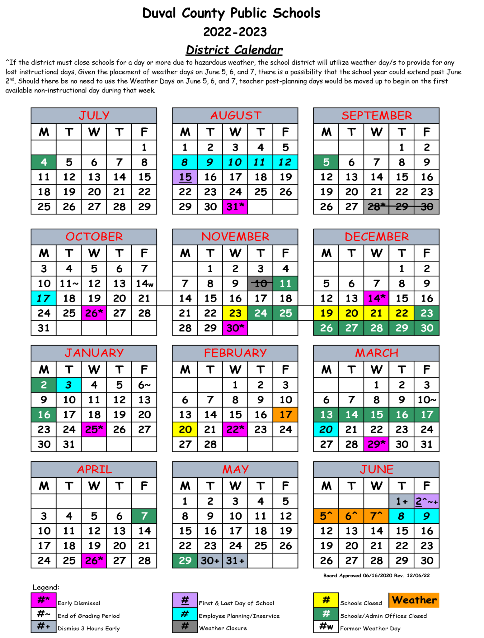 DCPS 20222023 District Calendar Wayman Academy of the Arts
